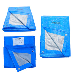 Mipatex Tarpaulin Sheet Waterproof Heavy Duty, Poly Tarp with Aluminium Eyelets Every 3 feet - Multipurpose Plastic Cover for Truck, Roof, Rain, Outdoor or Sun (Blue/Silver)