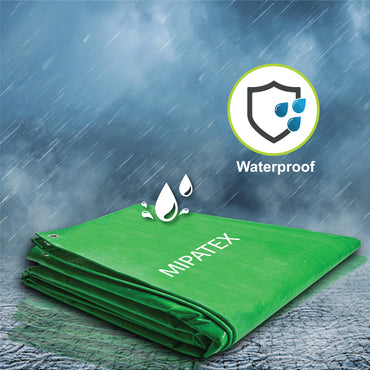 Mipatex Tarpaulin Sheet Waterproof Heavy Duty, Poly Tarp with Aluminium Eyelets Every 3 feet - Multipurpose Plastic Cover for Truck, Roof, Rain, Outdoor or Sun (Green/White)