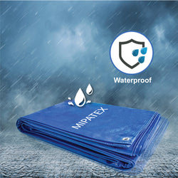 Mipatex Tarpaulin Sheet Waterproof Heavy Duty, Poly Tarp with Aluminium Eyelets Every 3 feet - Multipurpose Plastic Cover for Truck, Roof, Rain, Outdoor or Sun (Blue)