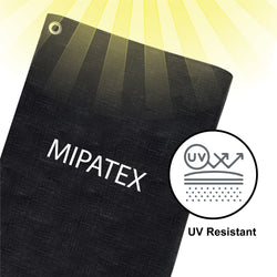 Mipatex Tarpaulin Sheet Waterproof Heavy Duty, Poly Tarp with Aluminium Eyelets Every 3 feet - Multipurpose Plastic Cover for Truck, Roof, Rain, Outdoor or Sun (Black)