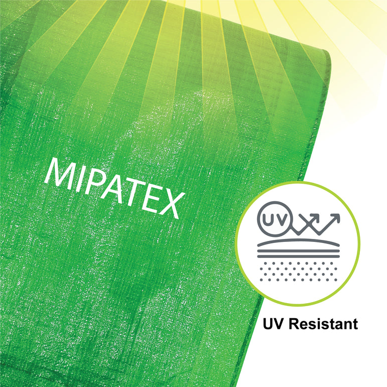 Mipatex Tarpaulin Sheet Waterproof Heavy Duty, Poly Tarp with Aluminium Eyelets Every 3 feet - Multipurpose Plastic Cover for Truck, Roof, Rain, Outdoor or Sun (Green/White)