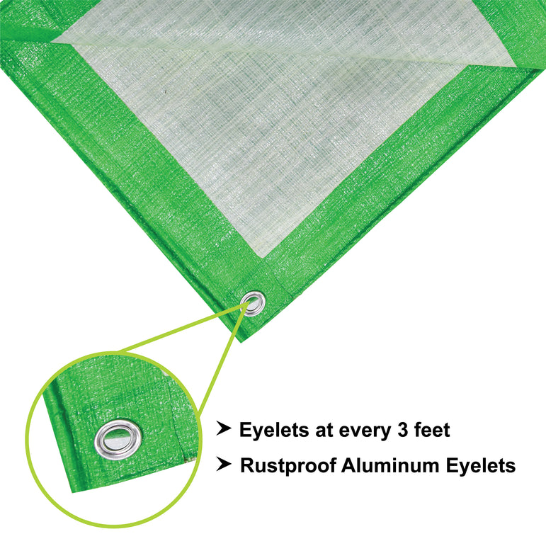 Mipatex Tarpaulin Sheet Waterproof Heavy Duty, Poly Tarp with Aluminium Eyelets Every 3 feet - Multipurpose Plastic Cover for Truck, Roof, Rain, Outdoor or Sun (Green/White)
