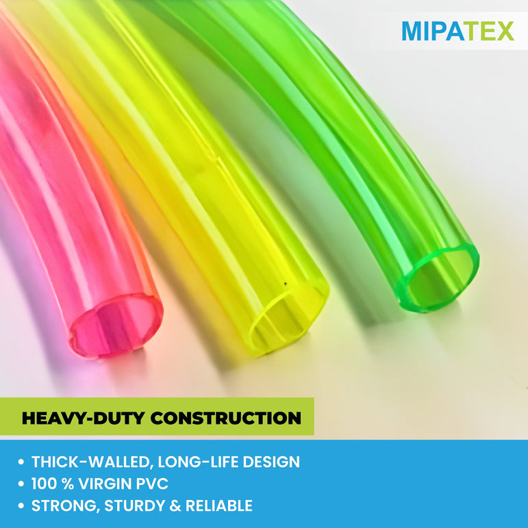 MIPATEX PVC Garden Pipe – Heavy-Duty Construction with Thick-Walled, Long-Life Design Made from 100% Virgin PVC. Strong, sturdy, and reliable for gardening, irrigation, and general water supply applications.
