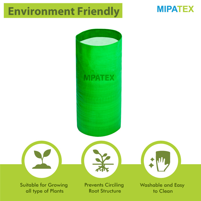 Mipatex Woven Fabric Grow Bags 6in x 15in, Heavy Duty Plant Pot Fruits Vegetable, Terrace Home Kitchen Gardening Bags