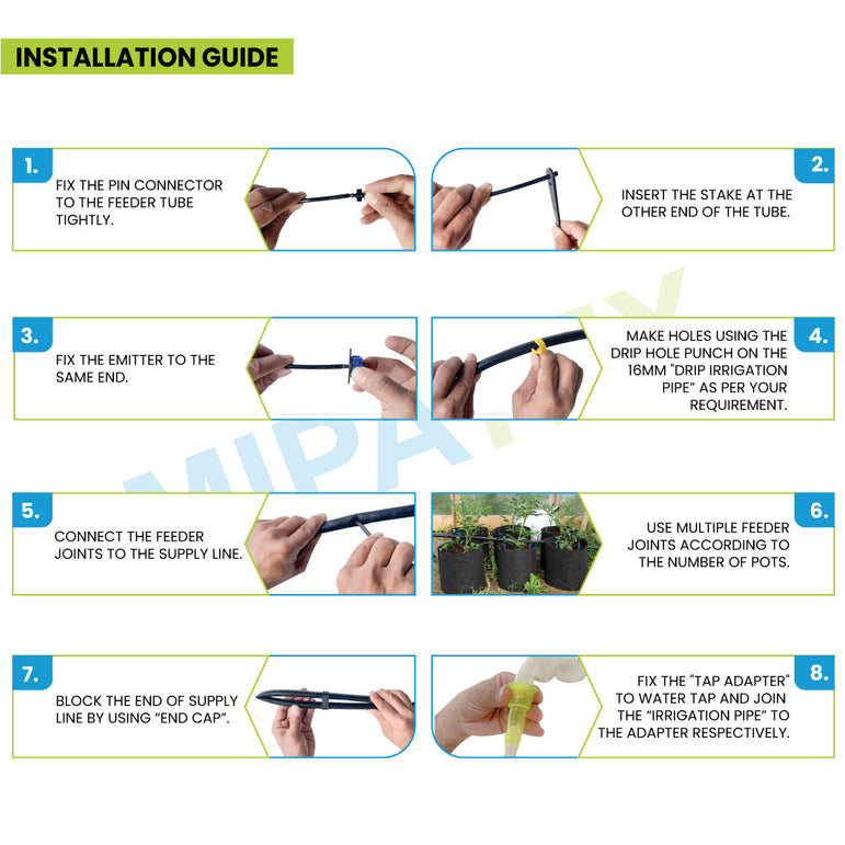 MIPATEX Drip Irrigation kit | Watering Kit for Home Garden| Water flow controlling drippers | Terrace garding | Farming & Agriculture Purposes