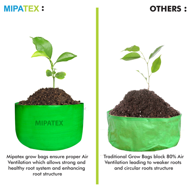 Mipatex Woven Fabric Grow Bags 24in x 15in, Heavy Duty Plant Pot Fruits Vegetable, Terrace Home Kitchen Gardening Bags