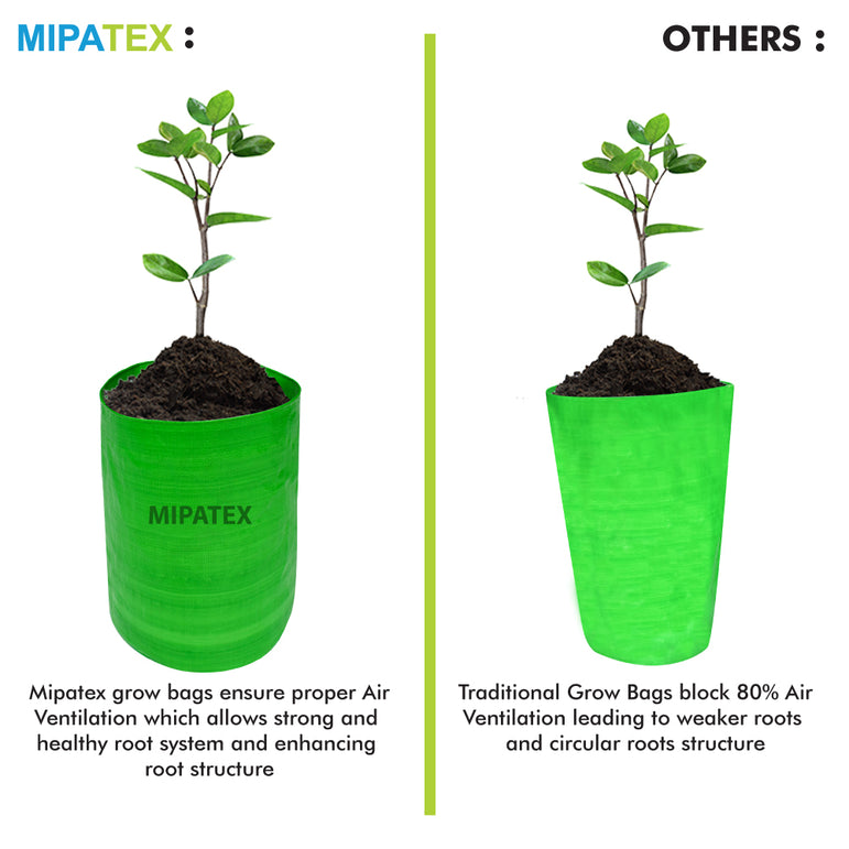 Mipatex Woven Fabric Grow Bags 12in x 18in, Heavy Duty Plant Pot Fruits Vegetable, Terrace Home Kitchen Gardening Bags