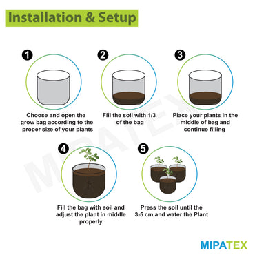 MIPATEX HDPE Grow Bags, HDPE Woven Laminated Grow Bags, Heavy-Duty HDPE Plant Bag, Growing Bags for Home, Terrace, Balcony, Kitchen Garden