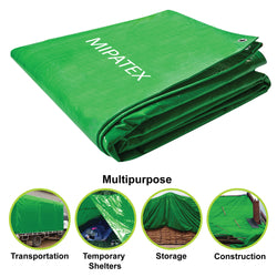 Mipatex HDPE 200 GSM Tarpaulin, 42ft x 42ft with Rope 30m (Green/White)