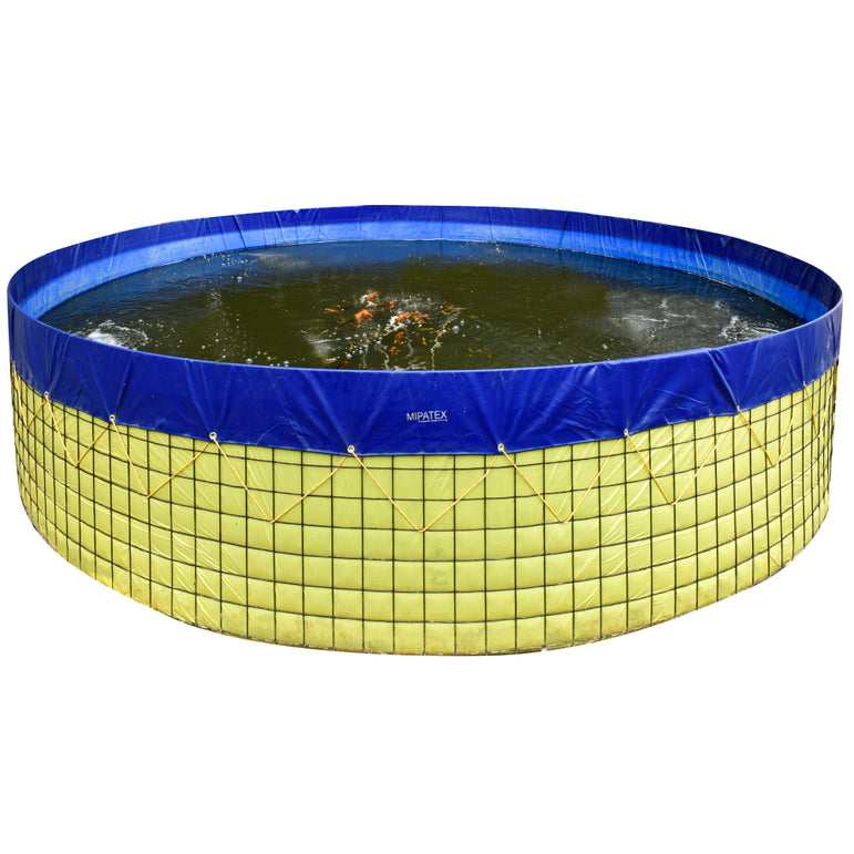 Mipatex PVC Biofloc Fish Tank - Round Tarpaulin Sheet Aquaculture Farming, with Protection Cover (Blue)